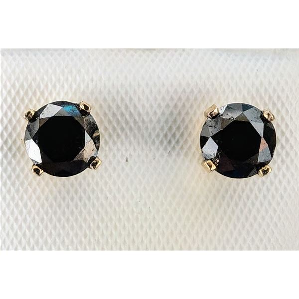 14K YELLOW GOLD BLACK DIAMOND 0.8CT EARRINGS