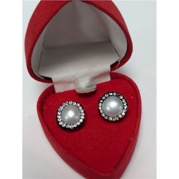 SILVER FRESH WATER PEARL EARRINGS, MADE IN CANADA