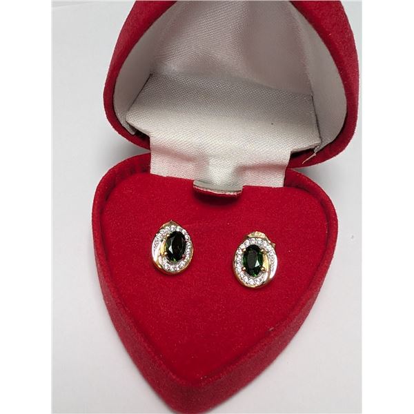 SILVER CHROME DIOPSIDE 1.75CT EARRINGS