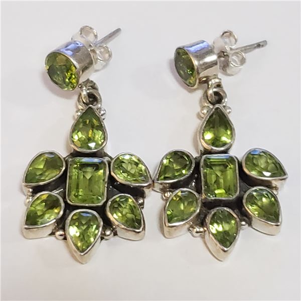 SILVER PERIDOT EARRINGS (~WEIGHT 10.8G)