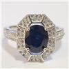 Image 1 : SILVER SAPPHIRE CUBIC ZIRCONIA RING (~SIZE 7)