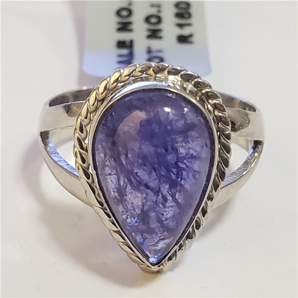 SILVER TANZANITE(5.15CT) RING (~SIZE 8)