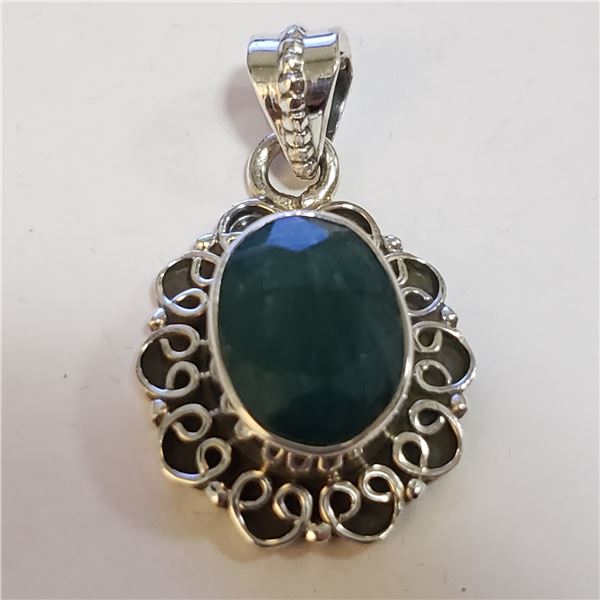 SILVER EMERALD PENDANT(~WEIGHT 4.93G)