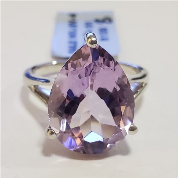 SILVER PINK AMETHYST(5.4CT) RING (~SIZE 8)
