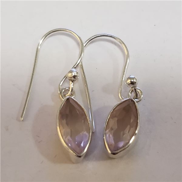 SILVER ROSE QUARTZ EARRINGS
