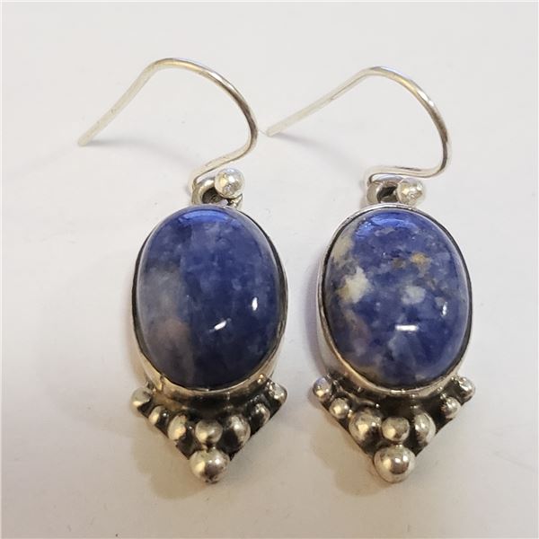 SILVER LAPIS LAZULI EARRINGS(~WEIGHT 6.84G)