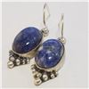 Image 3 : SILVER LAPIS LAZULI EARRINGS(~WEIGHT 6.84G)