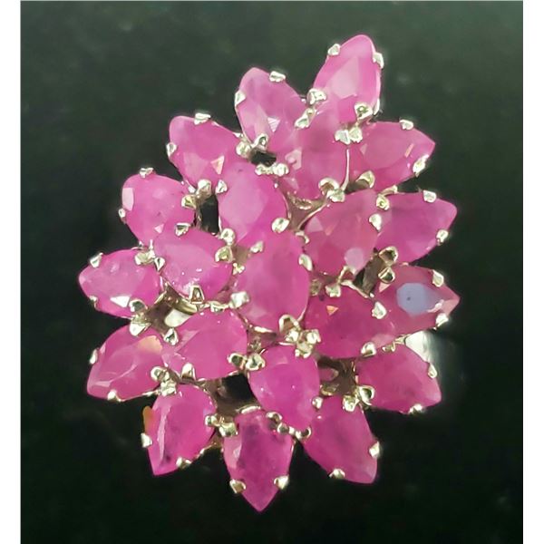 SILVER RUBY(6CT) RING (~SIZE 6)(~WEIGHT 8.25G)