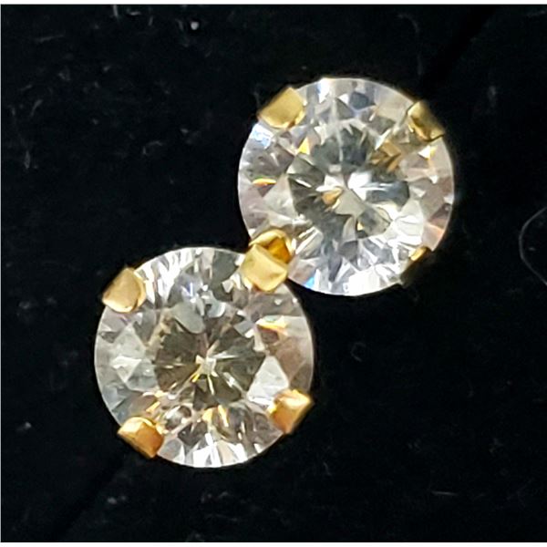 14K YELLOW GOLD CZ STUD EARRINGS
