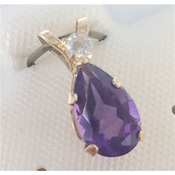 10K YELLOW GOLD AMETHYST(0.7CT) MOONSTONE