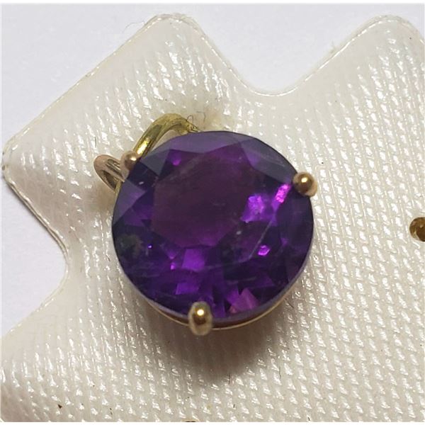 10K YELLOW GOLD AMETHYST 8MM PENDANT