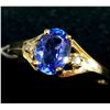Image 1 : 10K YELLOW GOLD TANZANITE(0.6CT)DIAMOND(.03CT)RING