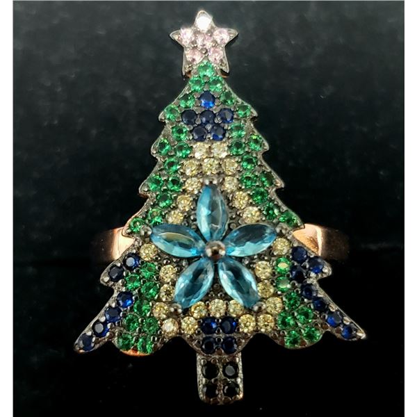 SILVER COLOR CZ ROSE GOLD PLATED RING