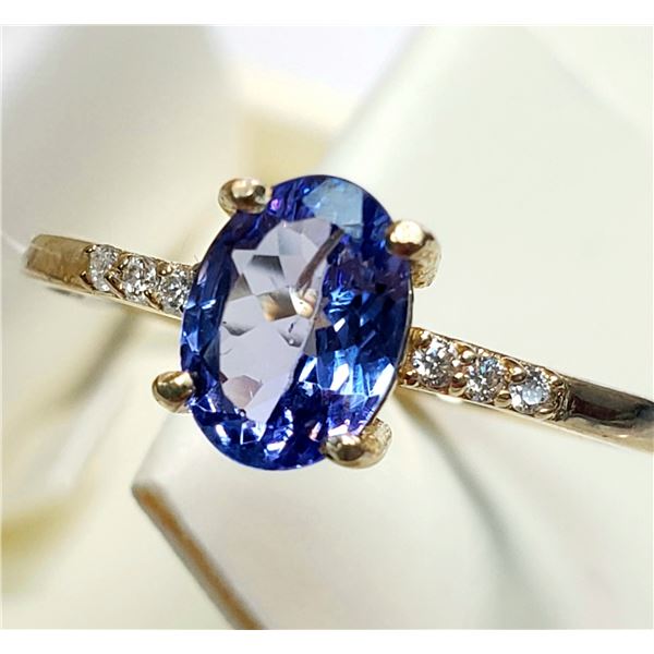 10K YELLOW GOLD TANZANITE(1CT) DIAMOND