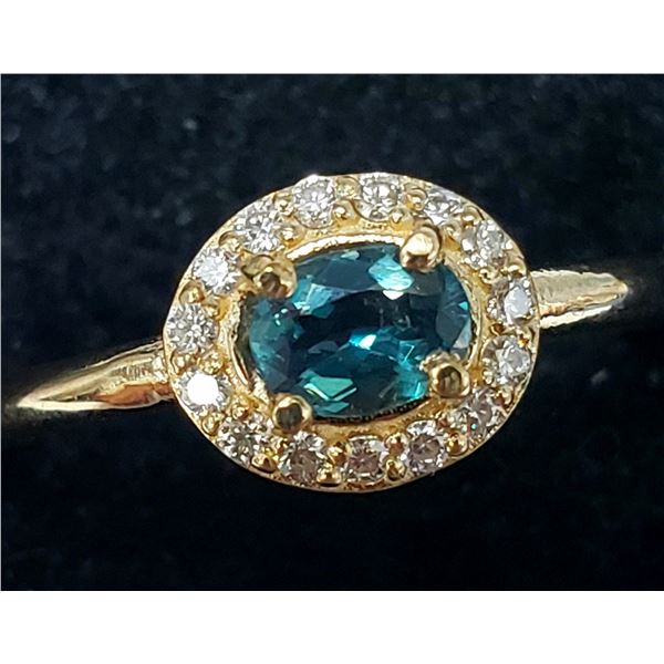 10K YELLOW GOLD SAPPHIRE(0.33CT) DIAMOND(0.12CT)