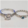 Image 1 : SILVER LOT OF 2 CUBIC ZIRCONIA RING (WEIGHT 4.58G)