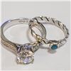 Image 2 : SILVER LOT OF 2 CUBIC ZIRCONIA RING (WEIGHT 4.58G)