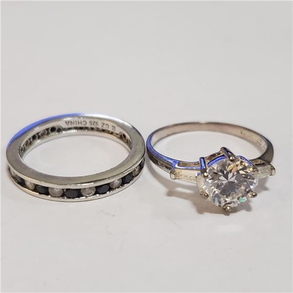 SILVER LOT OF 2 CUBIC ZIRCONIA RING(~WEIGHT 4.73G)