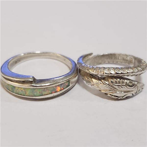 SILVER LOT OF 2 OPAL RING(~WEIGHT 6.89G)