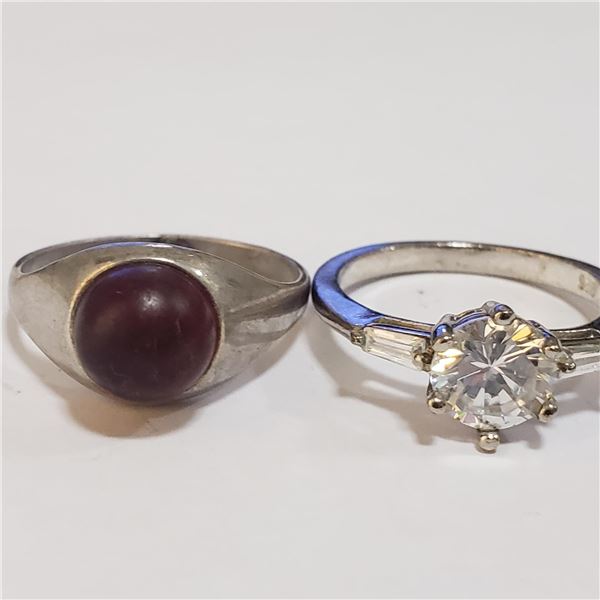 SILVER LOT OF 2 GEMSTONE RING (~WEIGHT 5.07G)
