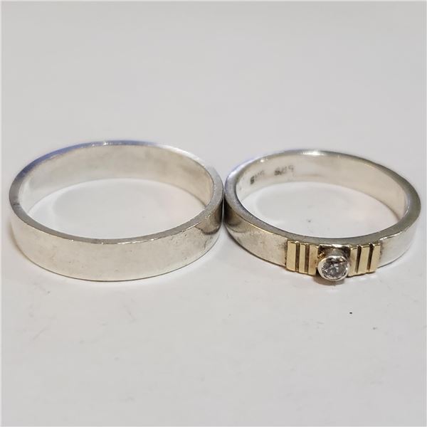 SILVER LOT OF 2 CUBIC ZIRCONIA RING(~WEIGHT 6.76G)