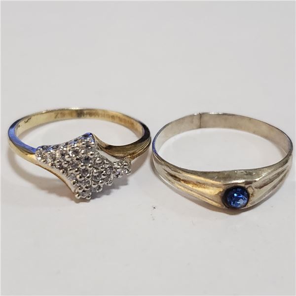 SILVER LOT OF 2 CUBIC ZIRCONIA RING