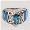Image 1 : SILVER OPALITE CUBIC ZIRCONIA RING (~SIZE 7)