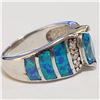 Image 2 : SILVER OPALITE CUBIC ZIRCONIA RING (~SIZE 7)