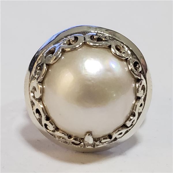 SILVER FRESHWATER PEARL RING (~SIZE 7)