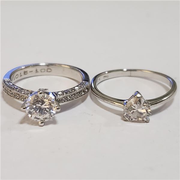 SILVER LOT OF 2 CUBIC ZIRCONIA RING(~WEIGHT 5.22G)