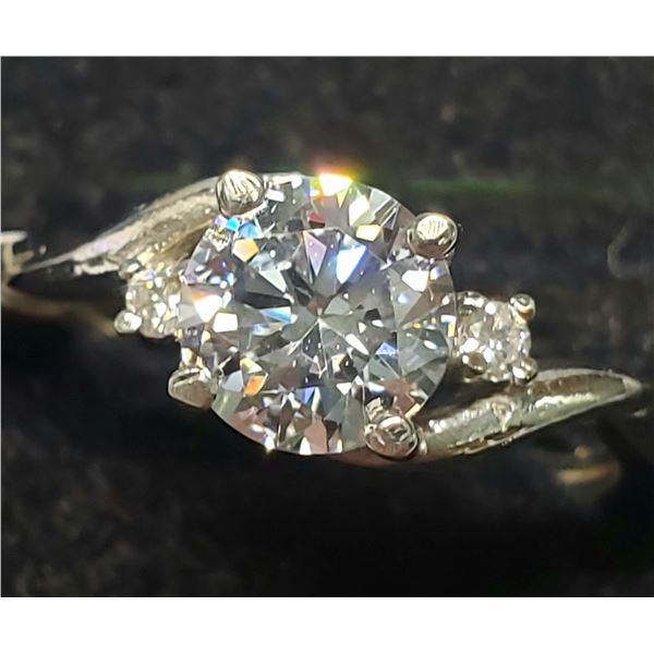 14K WHITE GOLD LAB DIAMOND(1.2CT) NATURAL(0.01CT)