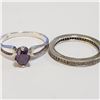 Image 1 : SILVER LOT OF 2 AMETHYST CUBIC ZIRCONIA RING
