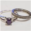 Image 2 : SILVER LOT OF 2 AMETHYST CUBIC ZIRCONIA RING