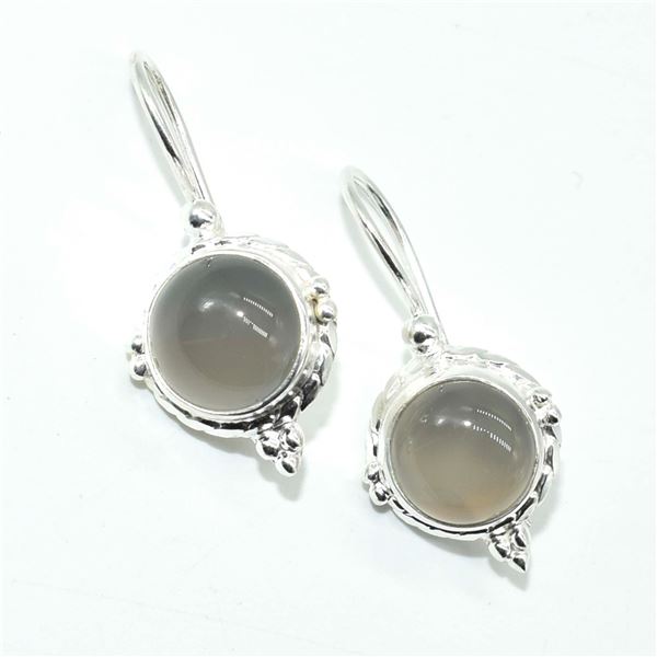SILVER CHALCEDONY(4.9CT) HAND MADE EARRINGS