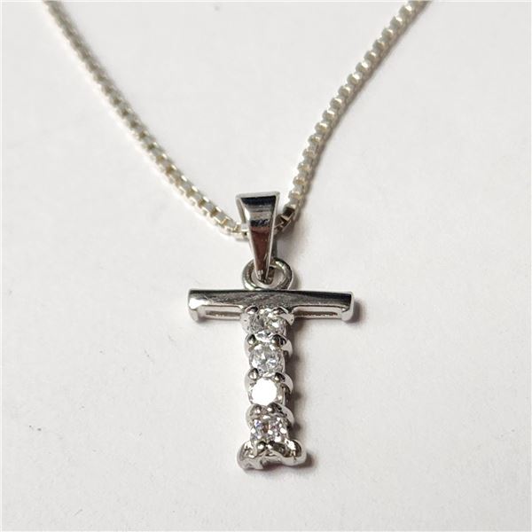 SILVER CZ CROSS 15" NECKLACE