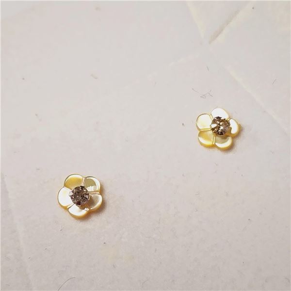 14K YELLOW GOLD DIAMOND AND MOTHER OF