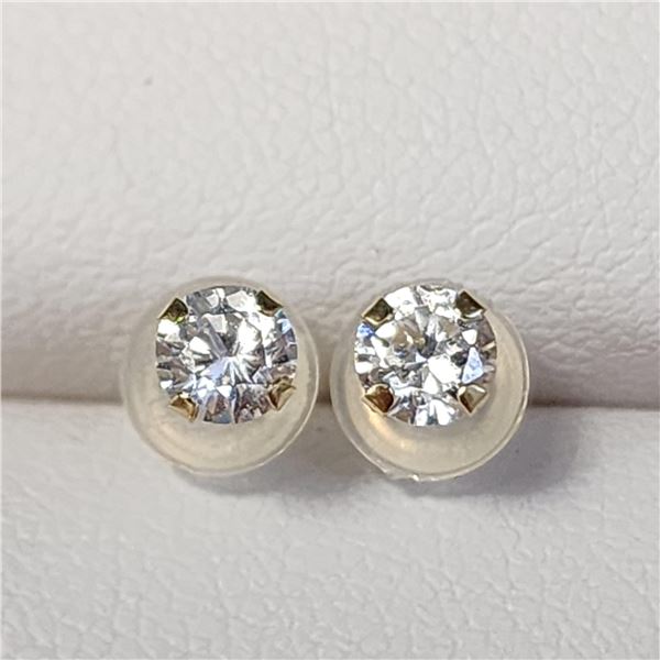 14K YELLOW GOLD CZ EARRINGS, MADE IN CANADA