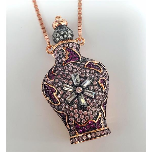 SILVER COLOR PERFUME DECANTER NECKLACE