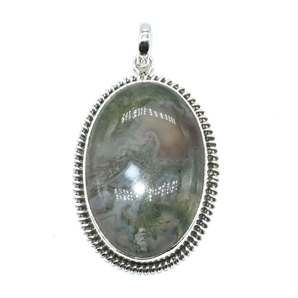 SILVER MOSS AGATE(25.2CT) HAND MADE PENDANT