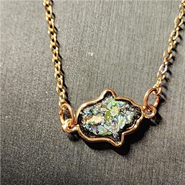 SILVER GOLD PLATED &CANADIAN AMMOLITE NECKLACE