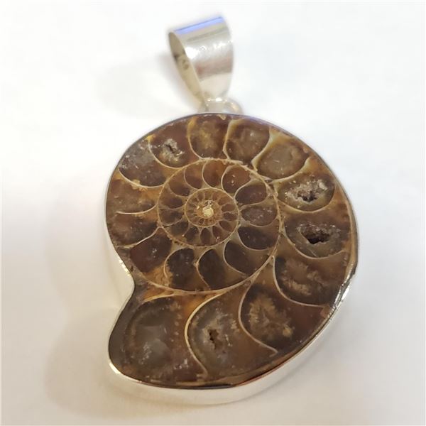 SILVER LARGE GENUINE GEMSTONE PENDANT