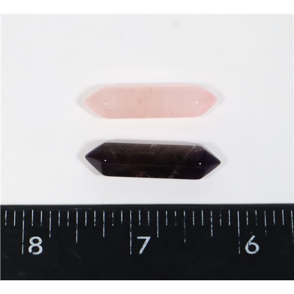2 NEW SMALL HEALING CRYSTALS AMETHYST AND ROSE
