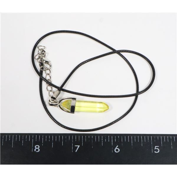 NEW SYNTHETIC CLEAR YELLOW HEXAGONAL STONE PENDANT