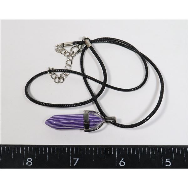 NEW SYNTHETIC PURPLE STRIPED HEXAGONAL STONE