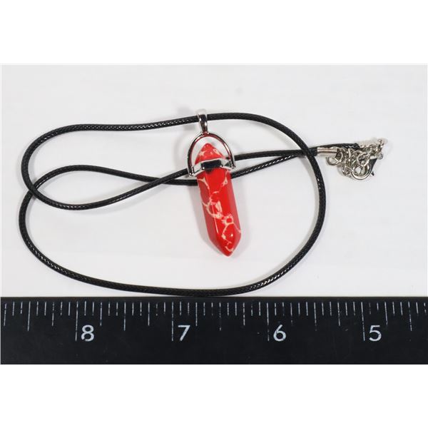 NEW SYNTHETIC RED AND WHITE HEXAGONAL STONE