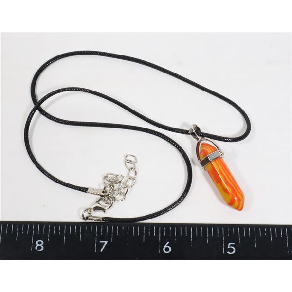 NEW SYNTHETIC STRIPED ORANGE & YELLOW HEXAGONAL