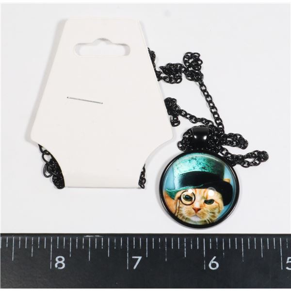 NEW GENTLEMAN GINGER CAT PENDANT WITH CHAIN