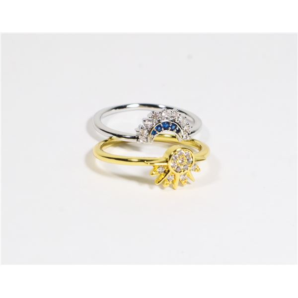 NEW SIZE 8 CUBIC ZIRCONIA INLAID SUN AND MOON
