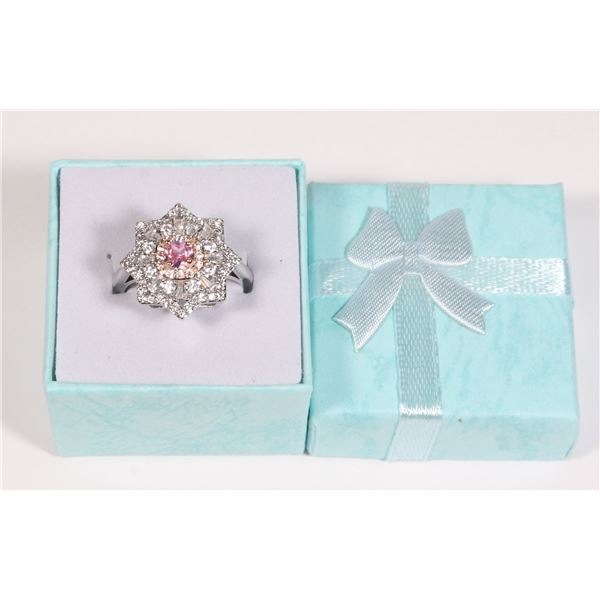 NEW SIZE 7 SILVER TONE WITH ROSE GOLD TONE ACCENT