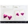 Image 1 : 2 NEW PAIRS FUCHSIA OF HEART DESIGN STUD EARRINGS